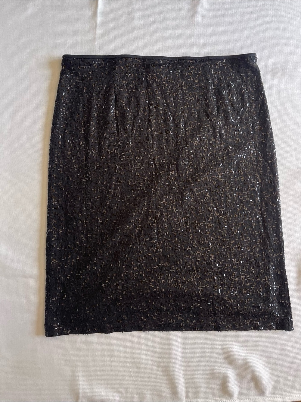 Eileen Fisher Black Sequin Silk Pencil Skirt Knee Length Womens M